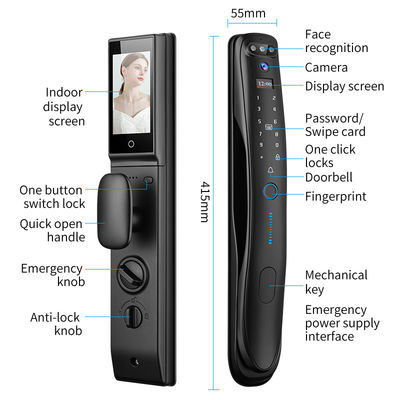 S931Max Smart Door Lock with Card Key Code Tuya APP Face Fingerprint Recognition Multi-unlock Way Intercom for Home Apartment