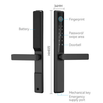 Qleung S960 Smart Door Lock with Card Key Code App Fingerprint Recognition for Home