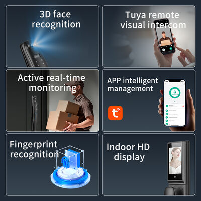 3D Face Recognition Palm Prints Fingerprint Locks Tuya Active Video Calling Password IC Cards Wifi Smart Door Lock