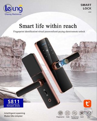 Rood Brons Vingerafdruk Voordeur slot Aluminium legering Tuya Wifi Smart Lock