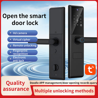 Qleung S829max Tuya Wifi APP Afstandsbediening Camera Fingerprint Password Card Key Smart Door Lock voor Home Hotel Office