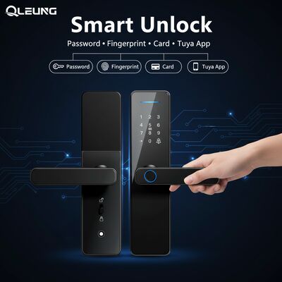 Qleung Classic Black S811 Smart Door Lock met 8 talen CE ROHS-certificering en halfgeleider vingerafdruk