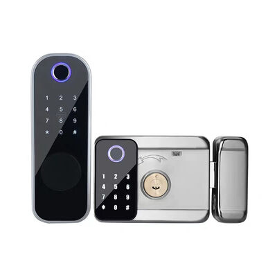 Hot Sale Smart Waterproof Rim Lock Tuya TTLock Double-side Fingerprint Password IC Card Key Door Locks.